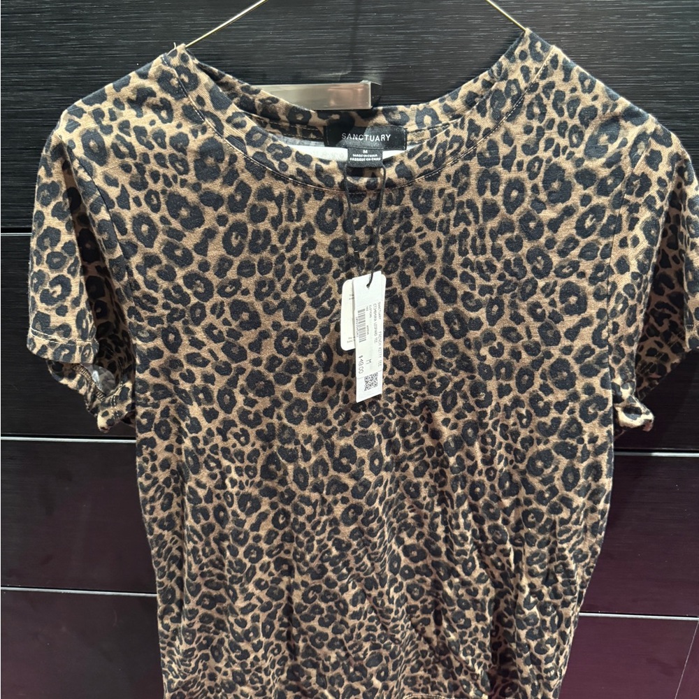 Sanctuary Leopard Print Short Sleeve Tee in Brown and Black